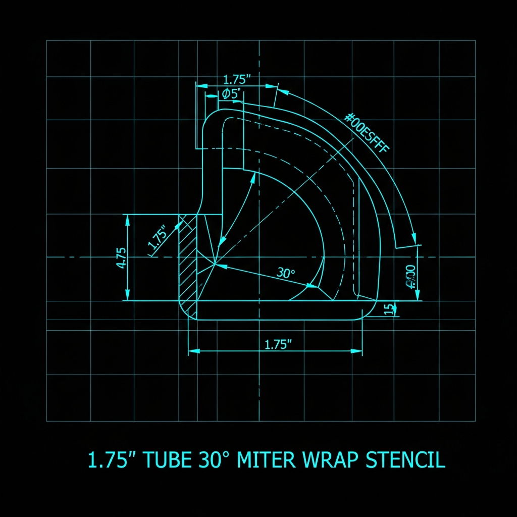 1.75" Tube 30° Miter Wrap Stencil
