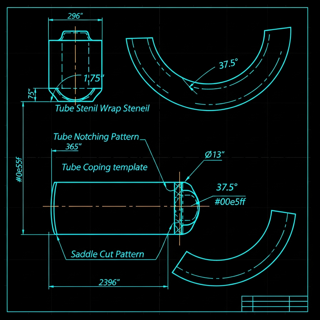 1.75" Tube 37.5° Miter Wrap Stencil