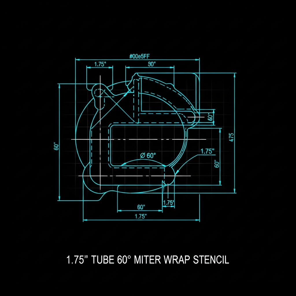 1.75" Tube 60° Miter Wrap Stencil