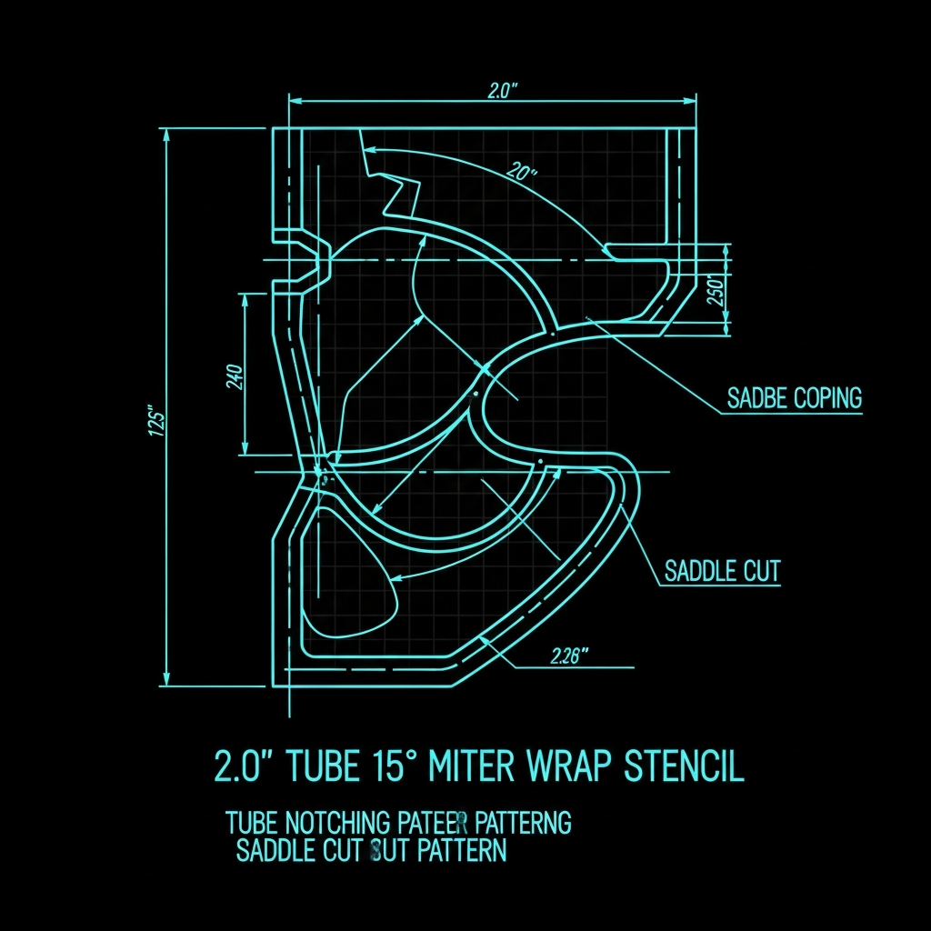 2.0" Tube 15° Miter Wrap Stencil