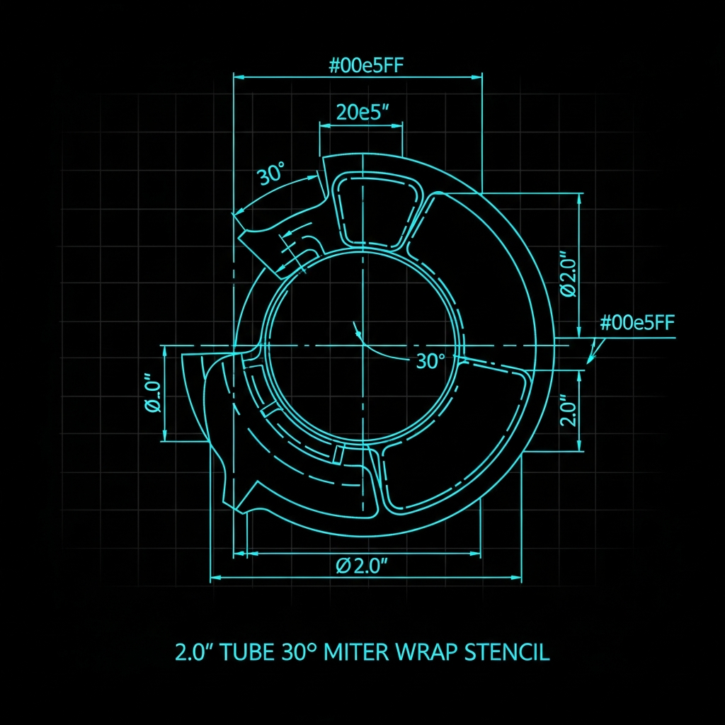 2.0" Tube 30° Miter Wrap Stencil