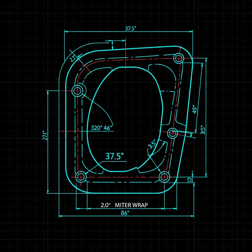 2.0" Tube 37.5° Miter Wrap Stencil