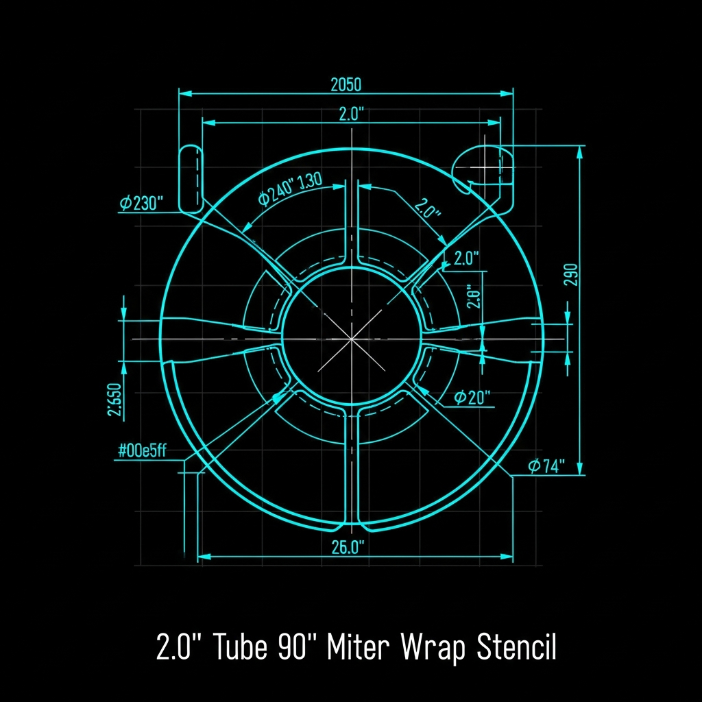 2.0" Tube 90° Miter Wrap Stencil