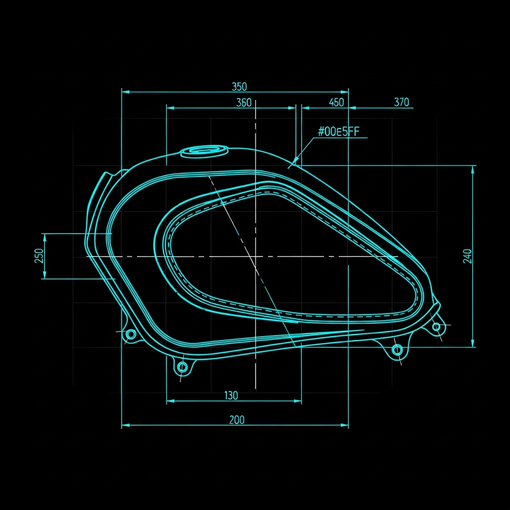 Motorcycle Gas Tank Centerline Layout